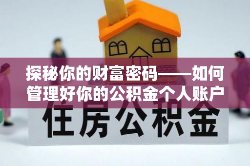 临潼探秘你的财富密码——如何管理好你的公积金个人账户信息